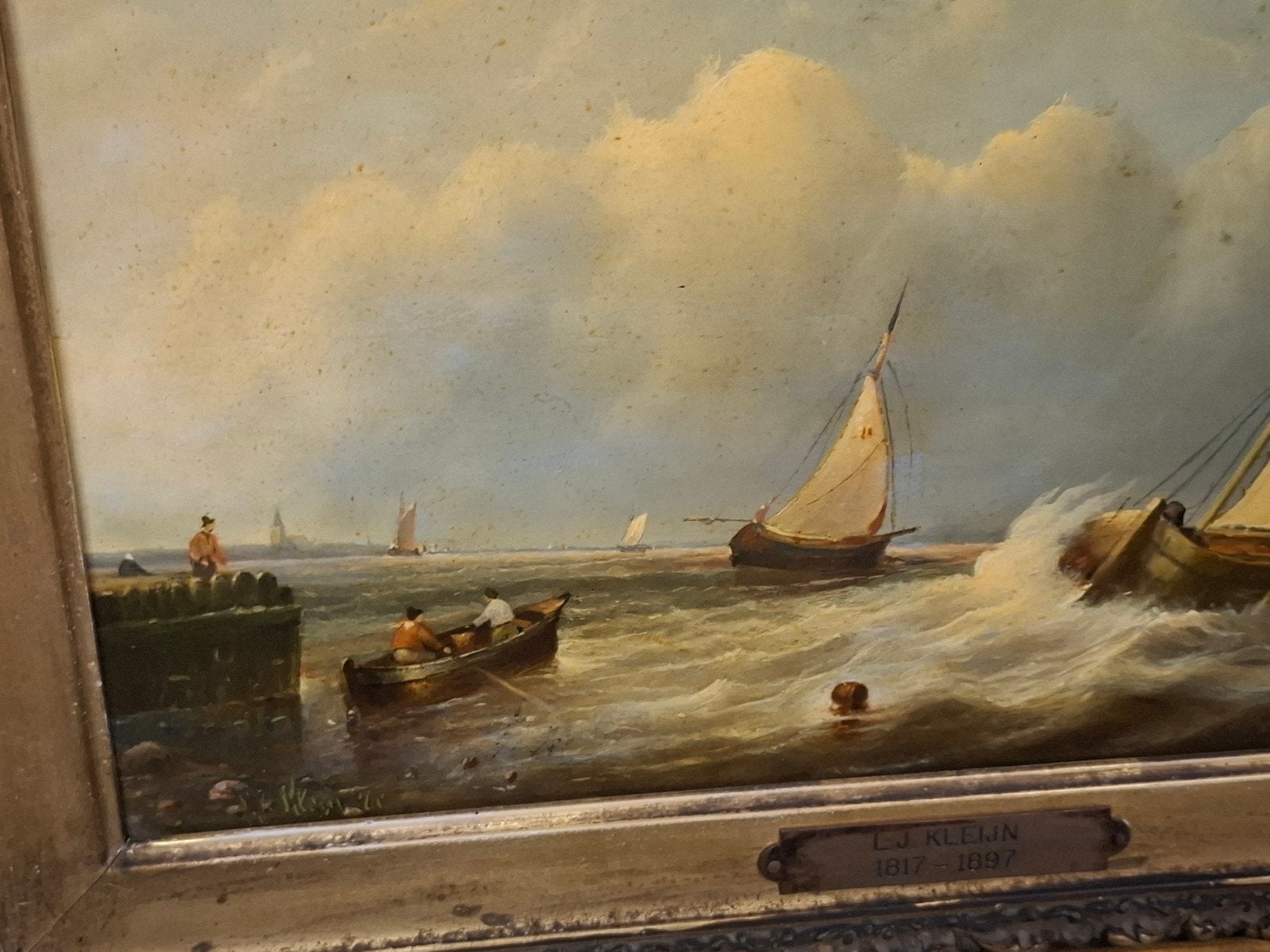 Maritiem schilderij L.J. Kleijn (1817-1897) op paneel, Antiek en Kunst, Kunst | Schilderijen | Klassiek, Ophalen of Verzenden