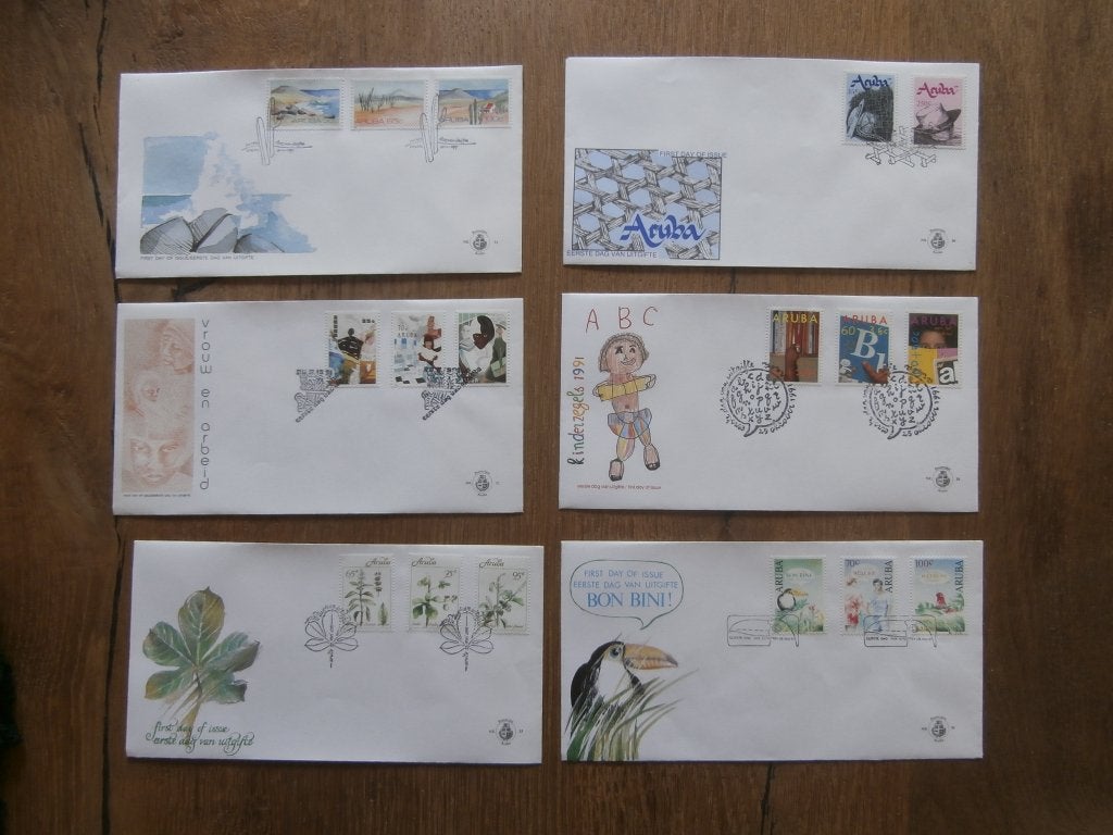jaargang fdc's aruba  1991, Ophalen of Verzenden, Gestempeld