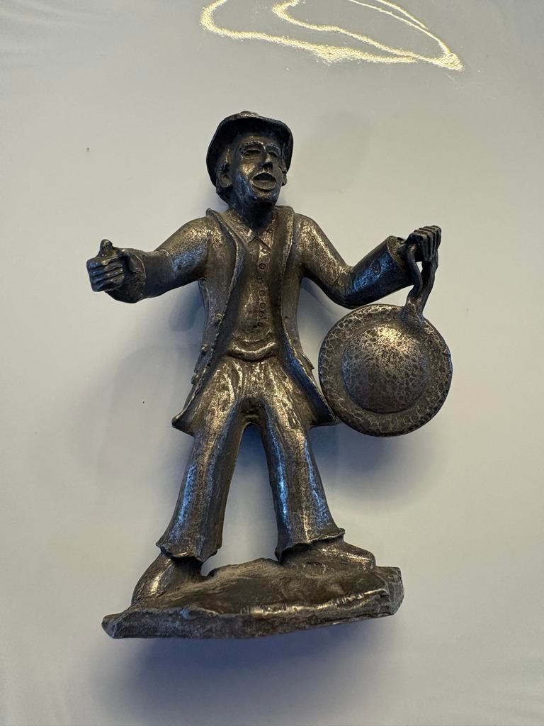 Vintage Holland Pewter beeldje: De Straatzanger, Figuurtje, Holland Pewter, Ophalen of Verzenden, Ossenkamppad 25