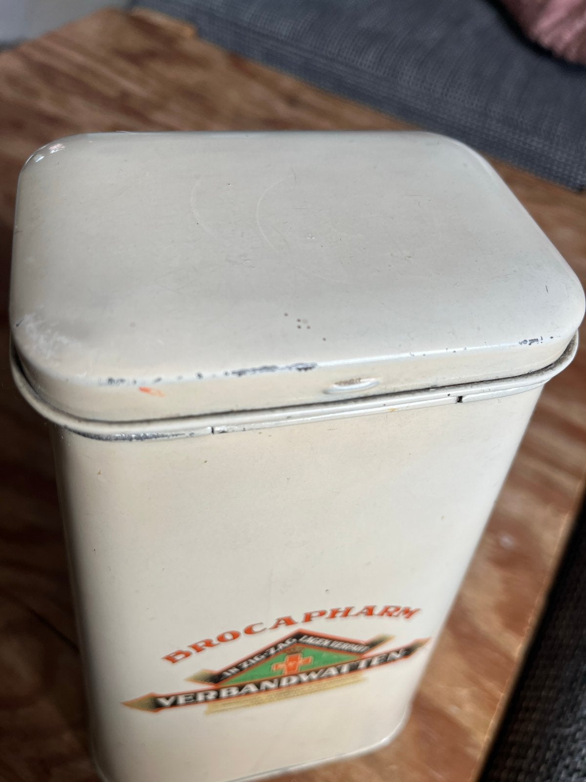 Vintage Brocapharm Verbandwatten Blik - Decoratief & Bruikba, Ophalen of Verzenden