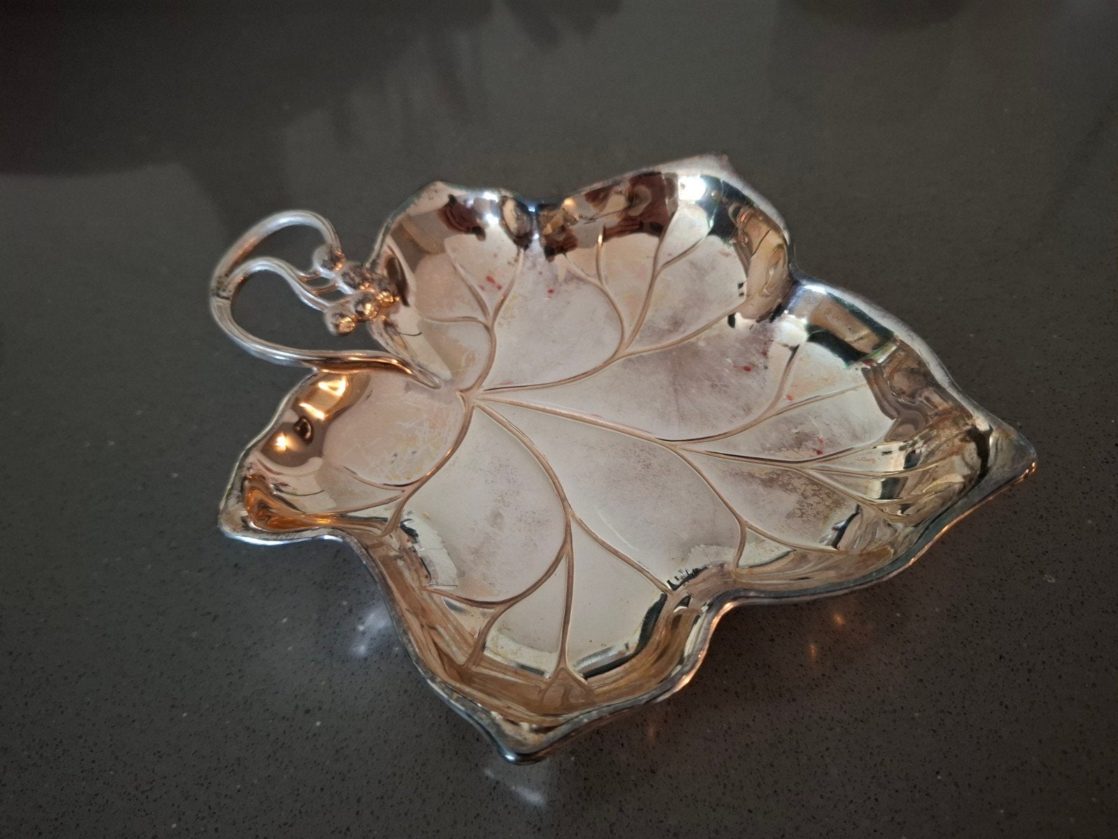 Vintage verzilverde bladvormige schaaltje WMF, Ophalen of Verzenden