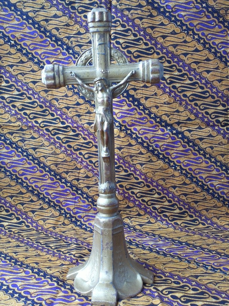 Mooi origineel antiek kruisbeeld uit België 38,5 cm., Ophalen of Verzenden