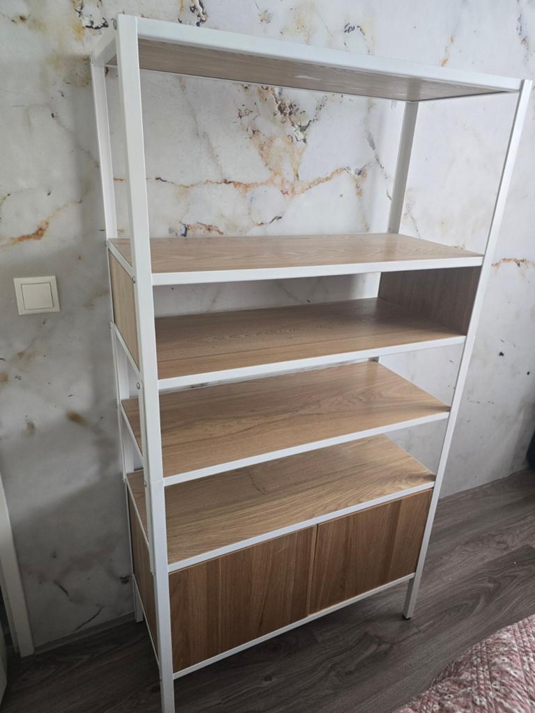 Kast Firenze naturelkleur metaal met houtlook 79x35x150cm, Huis en Inrichting, Kasten | Boekenkasten, Met deur(en), Modern, Industrieel