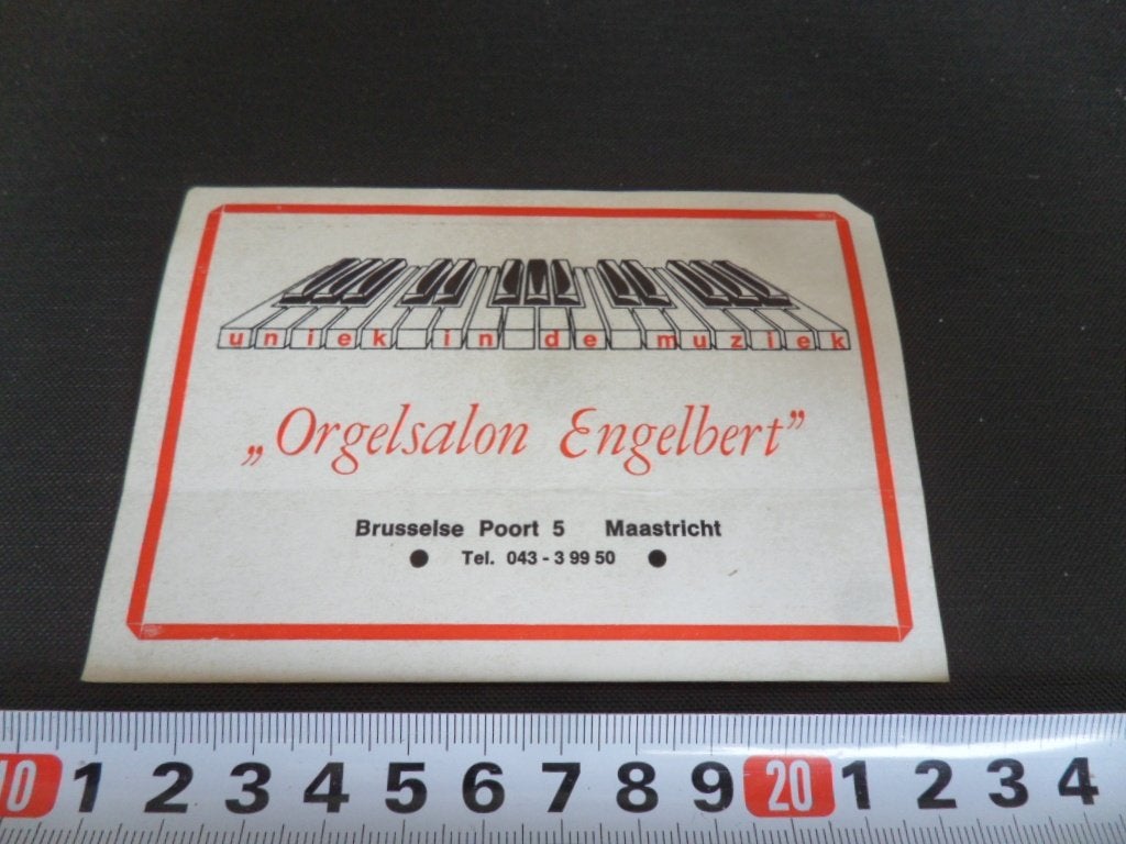 sticker maastricht orgelsalon engelbert brusselse poort 5, Verzamelen, Ophalen, Zo goed als nieuw