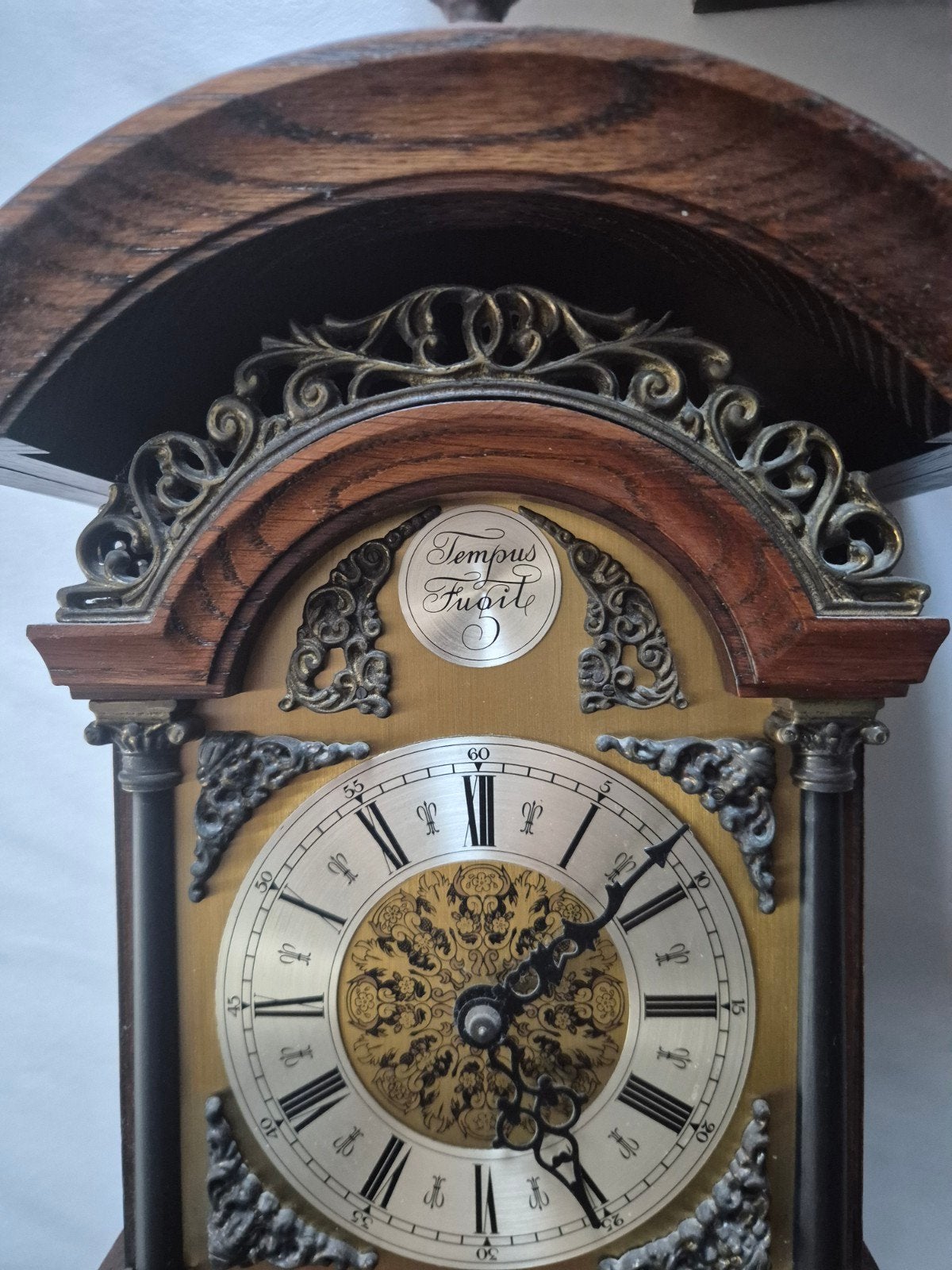 Antieke wandklok met gewichten - Tempus Fugit, Ophalen of Verzenden