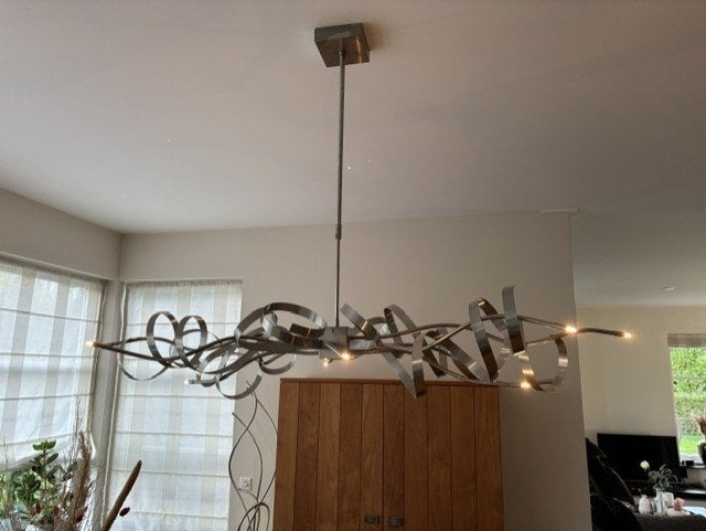 Moderne RVS Ztahl / Dijkos plafond lamp, 150x50 cm, Ophalen, Zo goed als nieuw, Metaal, Modern