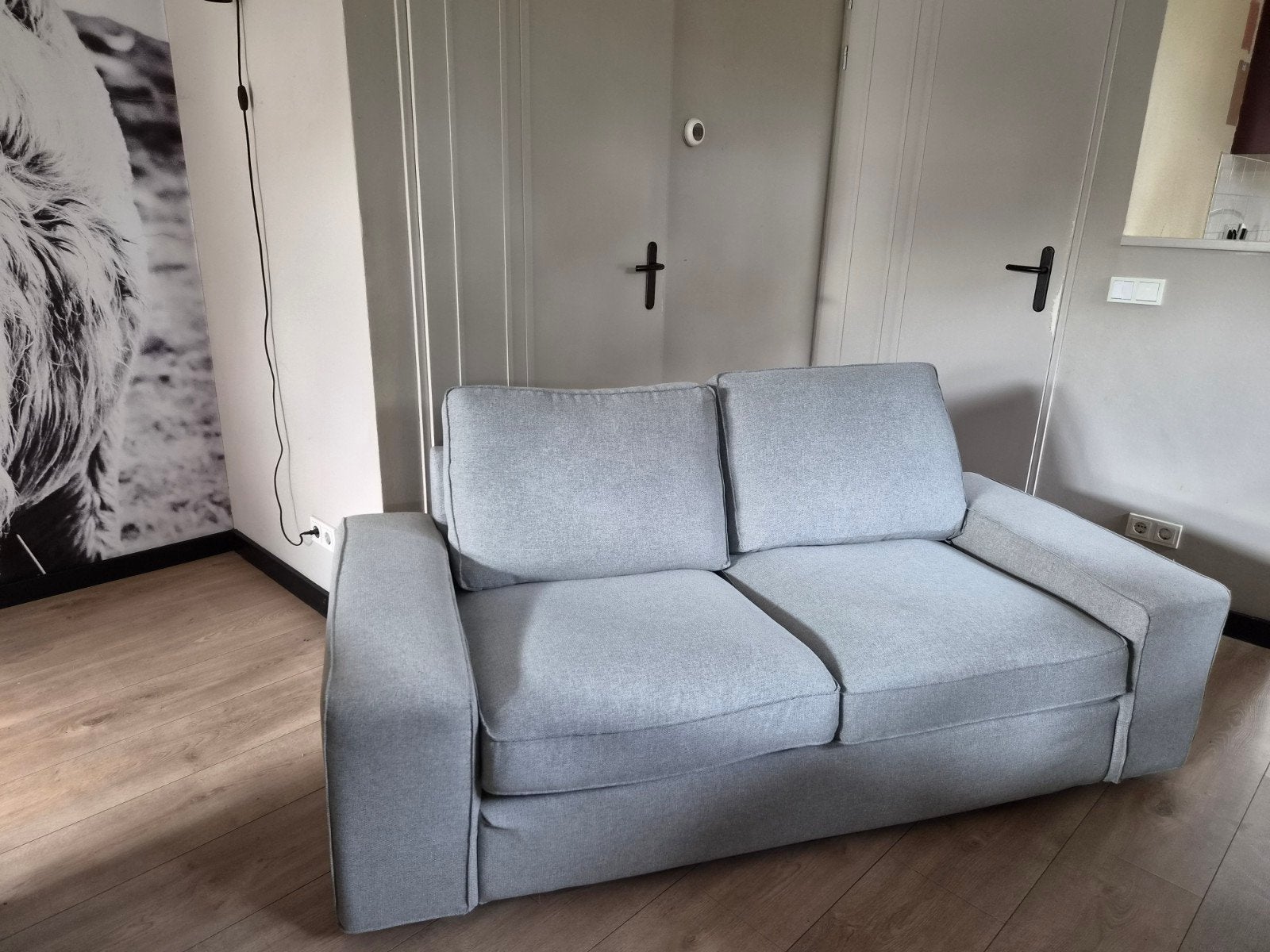Ikea Kivik 2-persoonsbank, grijs - Zo goed als nieuw!, Huis en Inrichting, Ophalen, Zo goed als nieuw, Tweepersoons, Rechte bank
