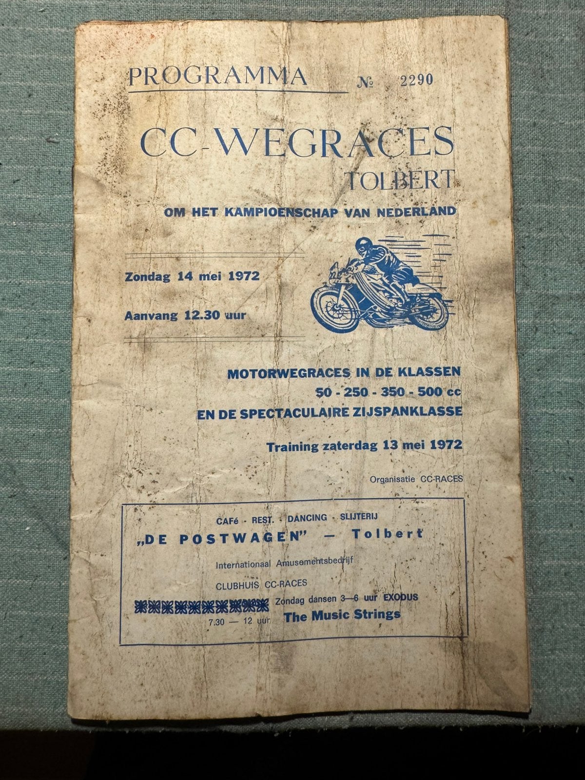 Programma boekje wegraces Tolbert 1972, Verzenden, Gebruikt, Auto's