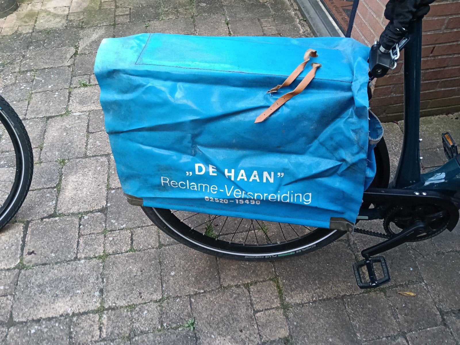Blauwe fietstassen "De Haan Reclame-Verspreiding", Ophalen of Verzenden, Gebruikt, Onbekend