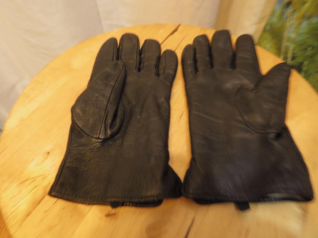 zwarte leren  handschoenen vacht gevoerd mt L   l. 25 cm, Ophalen, Gedragen, Maat 56/58 (XL), Handschoenen