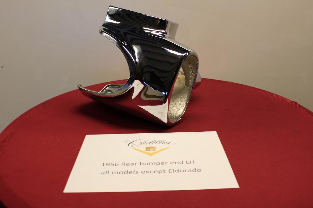 1956  Cadillac bumper, verchroomd, eindstuk LH chrome show, Ophalen, Achter, Gereviseerd, Cadillac
