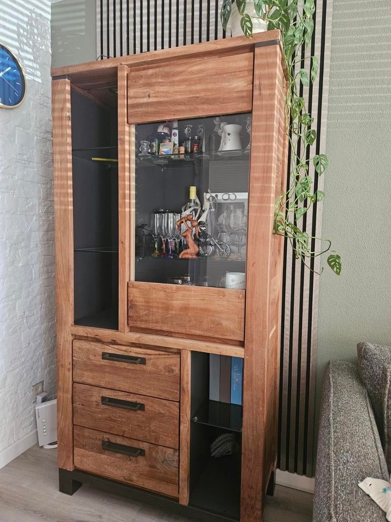 Vitrinekast H&H, Huis en Inrichting, Kasten | Vitrinekasten, Ophalen, 50 tot 100 cm, Zo goed als nieuw, 150 tot 200 cm
