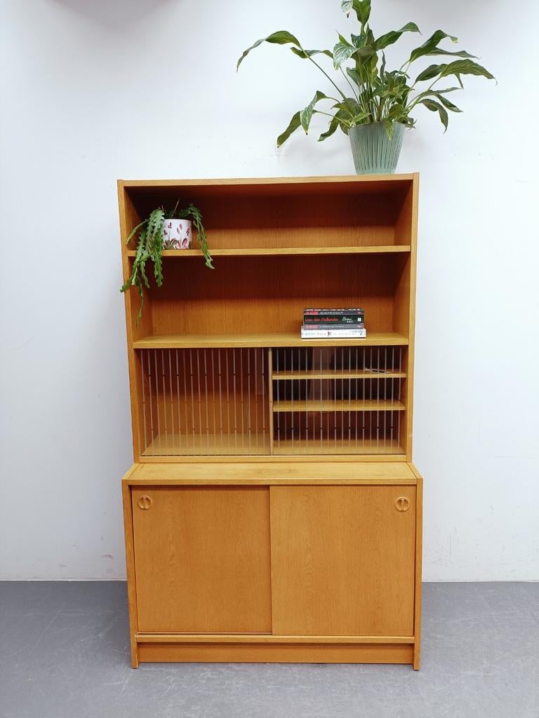 Deens wandmeubel | Blond eiken | Vintage, Huis en Inrichting, Kasten | Secretaires, Ophalen, ., ., .