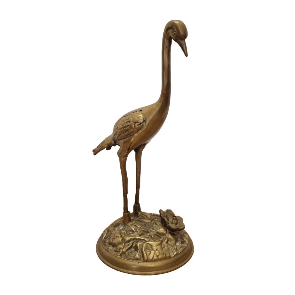 Vintage messing reiger, Verzamelen, Beelden en Beeldjes, Ophalen of Verzenden, Gebruikt, Dier