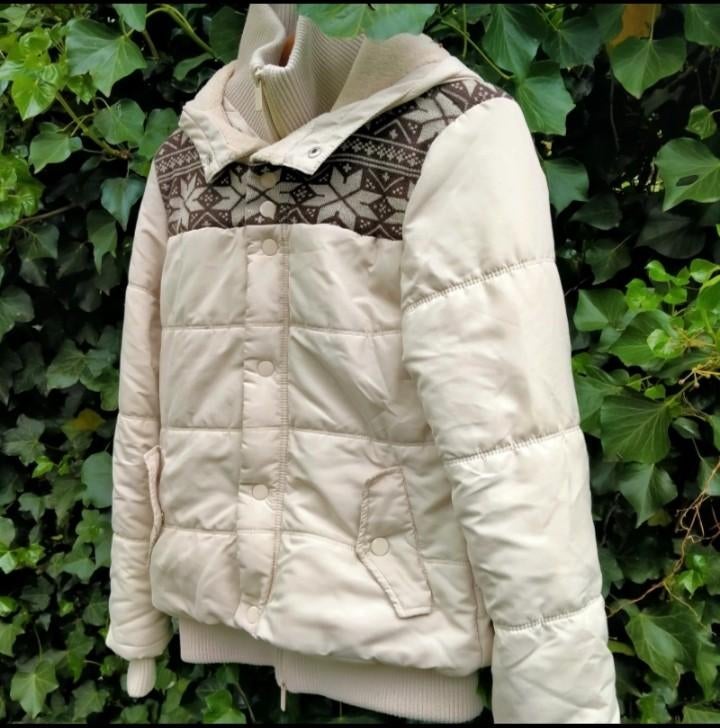 Retro beige Winterjas dames Fishbone maat S, Kleding | Dames, Ophalen of Verzenden, Zo goed als nieuw, Maat 38/40 (M), Zwart