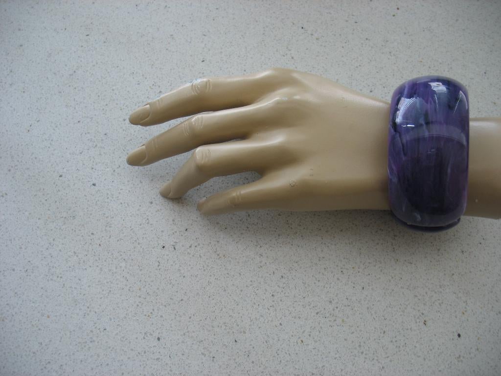 Armband Manchet Klem Paars Gemarmerd Vintage, Ophalen, Zo goed als nieuw, Paars, Overige materialen