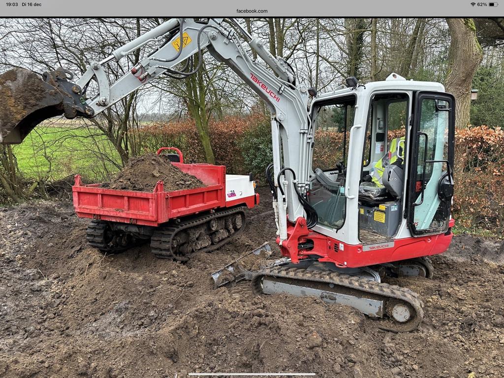Te huur , mini kraan en /of  rups kieper, Diensten en Vakmensen, Verhuur | Gereedschap en Machines
