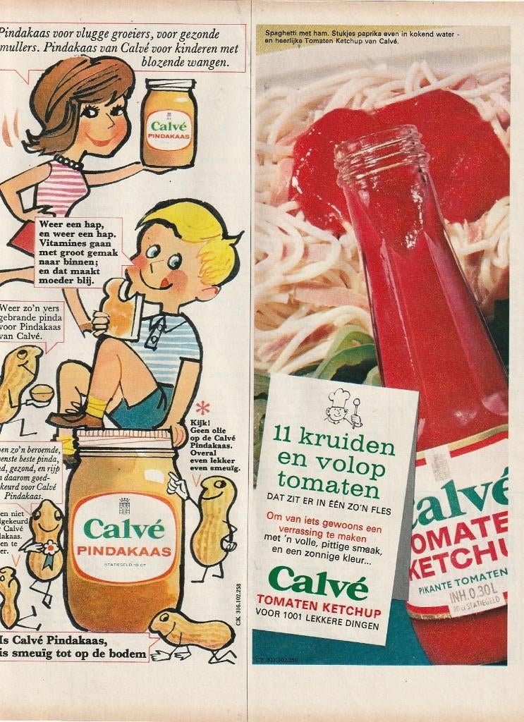 Retro reclame 1966 Calvé pindakaas En ketchup, Verzenden, Overige typen