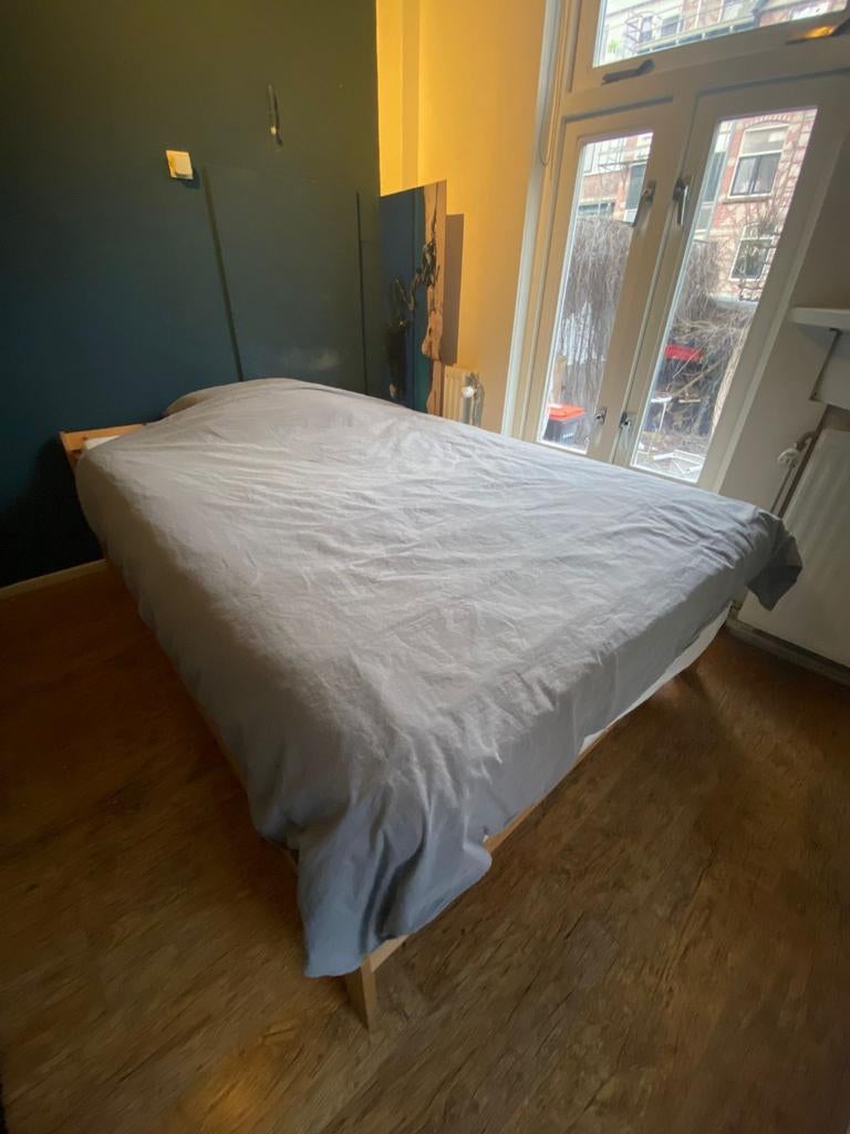 Tweepersoonsbed met matras, Overige kleuren, 210 cm, Tweepersoons, Hout