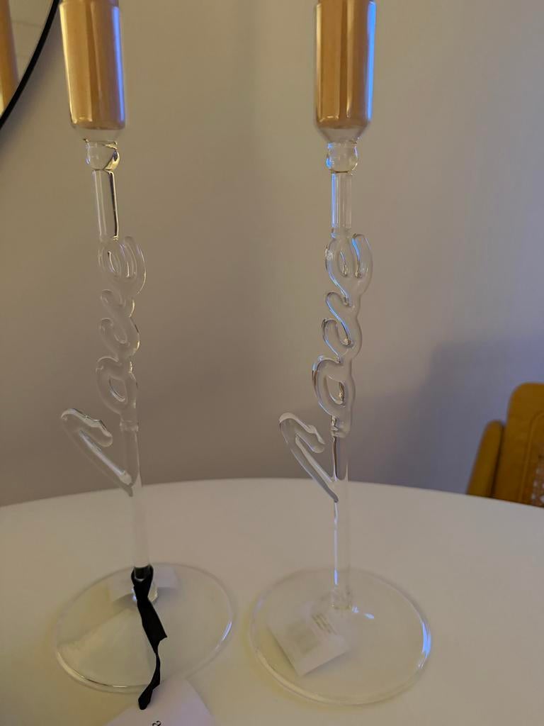 Anna + Nina Glazen Kaarsenhouder - Nieuw, Huis en Inrichting, Woonaccessoires | Kandelaars en Kaarsen, Ophalen, Overige materialen
