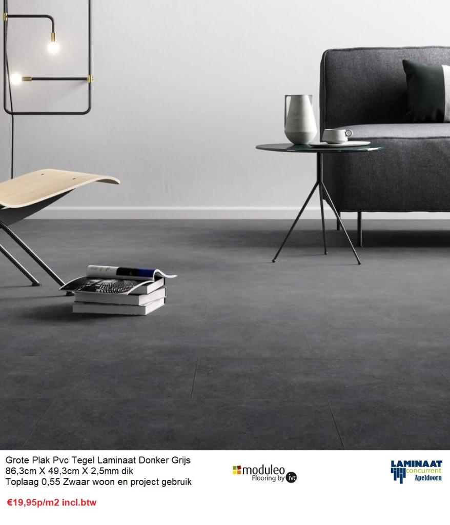 Moduleo Grote Plak Pvc Tegel Donker Grijs 86,3cm X 49,3cm, 75 m² of meer, Nieuw, Grijs, Ophalen of Verzenden