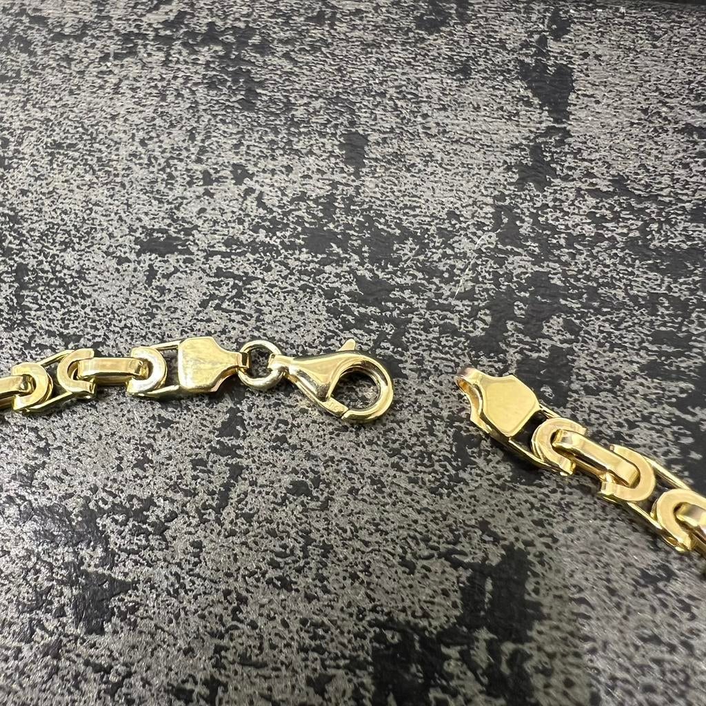 14k gouden armband flat koningsschakel massief, Ophalen of Verzenden, Nieuw, Goud