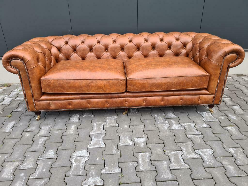 TOP NIEUWE Chesterfield cognac bank vintage + GRATIS BEZORGD, Huis en Inrichting, Banken | Bankstellen, Ophalen of Verzenden, Nieuw