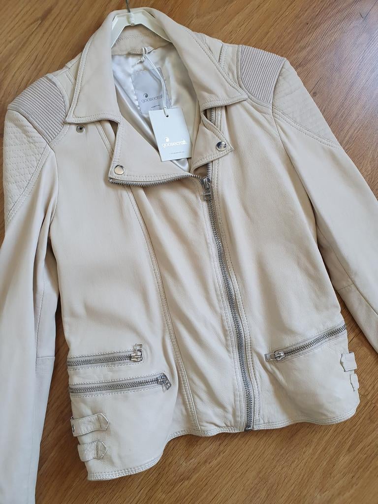 Nieuw Goosecraft leren jas zacht leer schapenleer Nena Biker, Verzenden, Nieuw, Beige