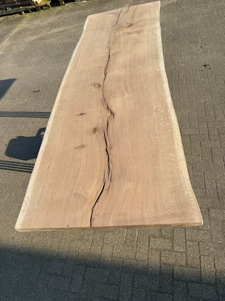 Boomstamtafel eikenhout Ambachtelijk maatwerk, Huis en Inrichting, Tafels | Eettafels, Ophalen of Verzenden, Nieuw, Eikenhout