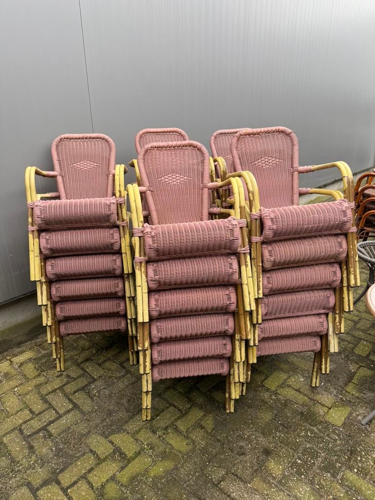 Aluminium stoelen stapelbare terrasstoelen wicker terras, Tuin en Terras, Tuinstoelen, Ophalen of Verzenden, Zo goed als nieuw