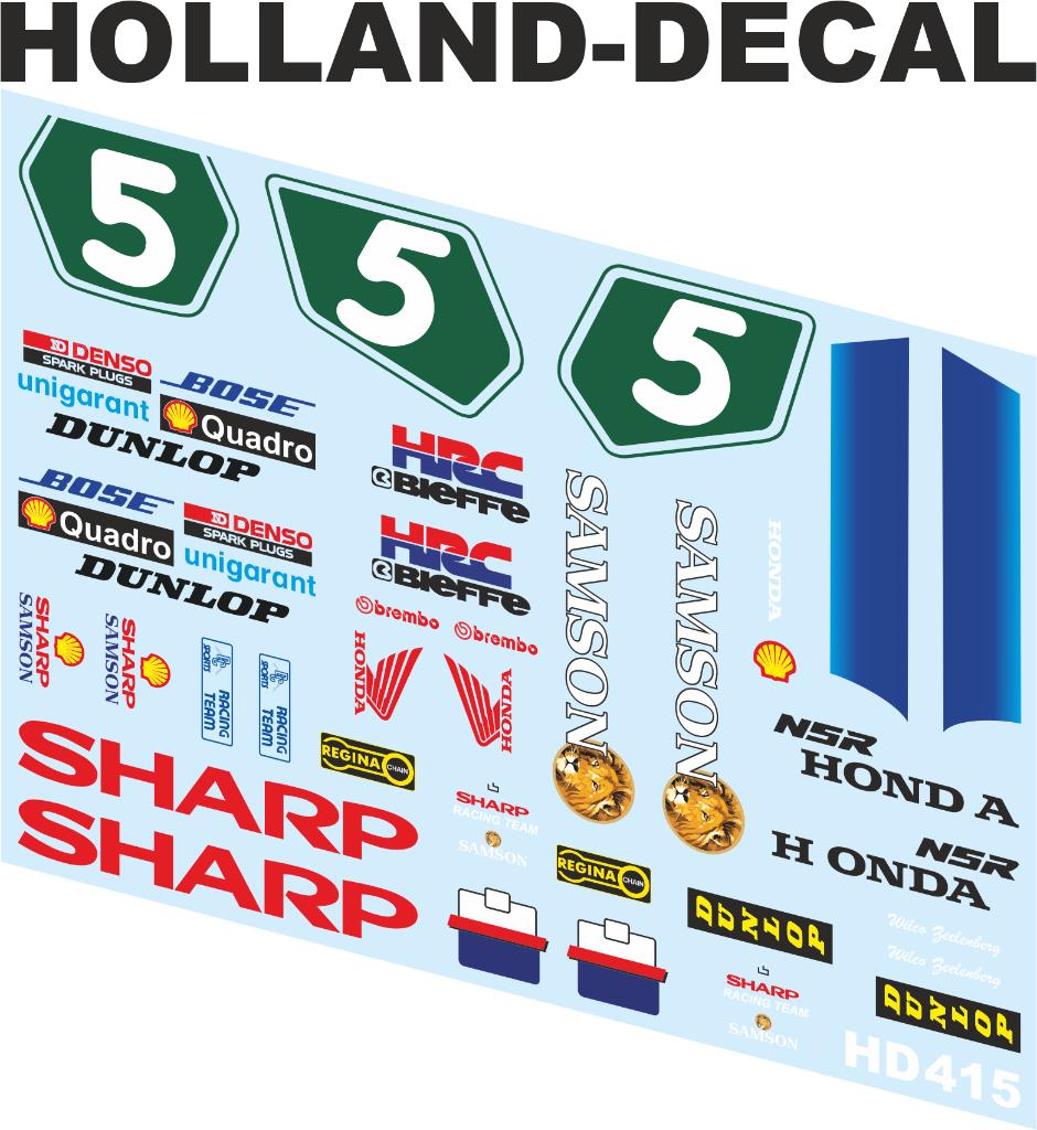 Decals Honda NSR250 Wilco Zeelenberg 1991 1/12, Overige merken, Nieuw, Ophalen of Verzenden, Groter dan 1:32