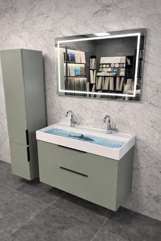 Primabad badmeubel 100 cm + hoge kast en spiegel - showmodel, Huis en Inrichting, Badkamer | Badkamermeubels, Ophalen, 50 tot 100 cm