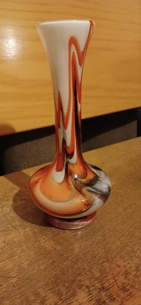 Vintage Carlo Moretti Murano vaas € 50,00, Ophalen, Oranje, Minder dan 50 cm, Glas