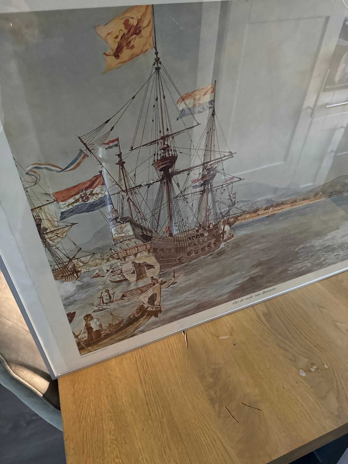 Historische Schoolplaat "De Rede van Bantam" Ingelijst, Ophalen, 1800 tot 2000, Nederland