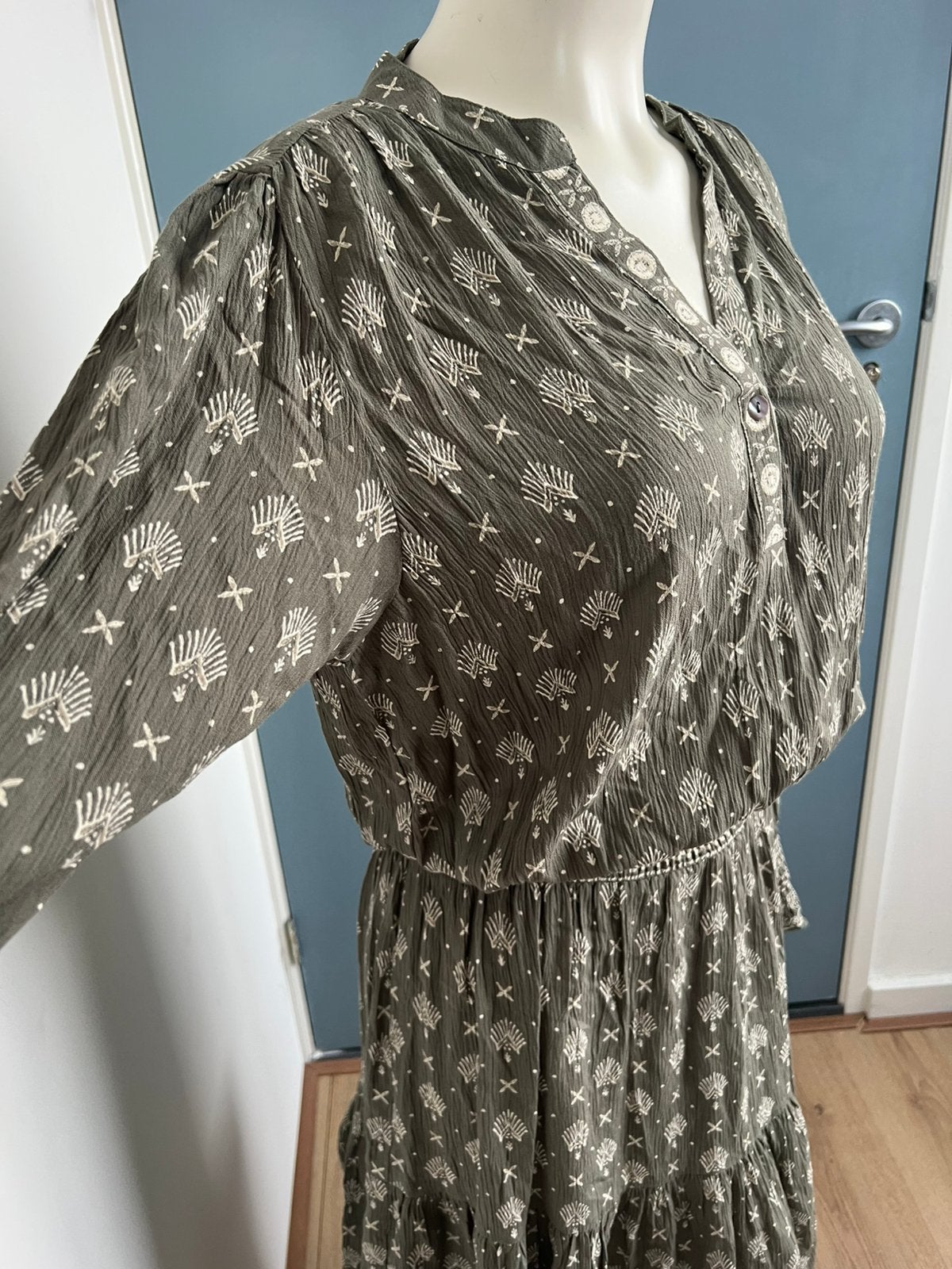 Bindi oudgroen wit jurkje gypsy m/l mosgroen, Maat 38/40 (M), Wit, Ophalen of Verzenden, Zo goed als nieuw