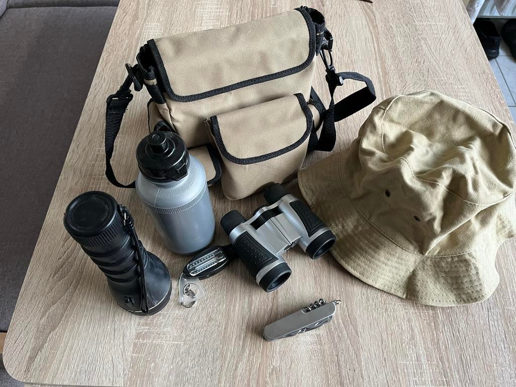 Complete Safari Kit - Verrekijker, Zaklamp, Kompas, Zakme, Ophalen, Overige typen, Zo goed als nieuw, 8 tot 12x