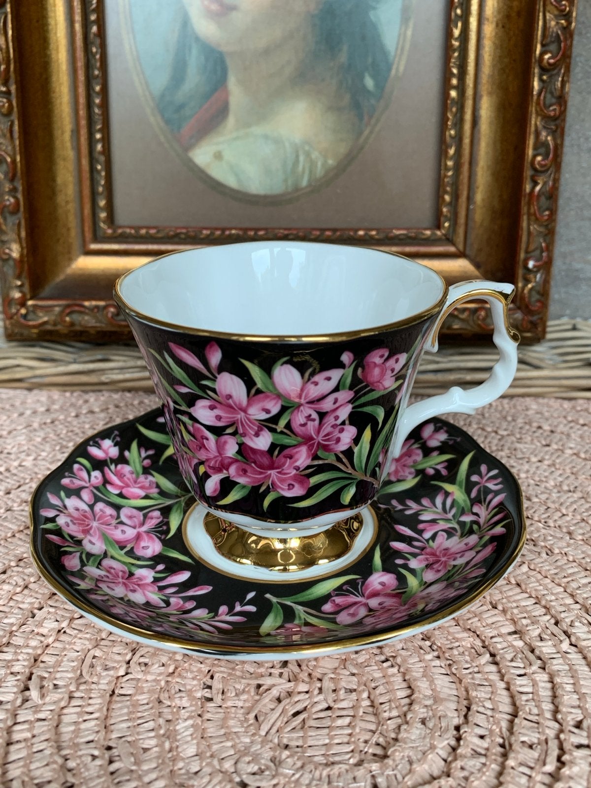 Royal Albert "Old Country Roses" Kop en Schotel Zwart, Ophalen of Verzenden