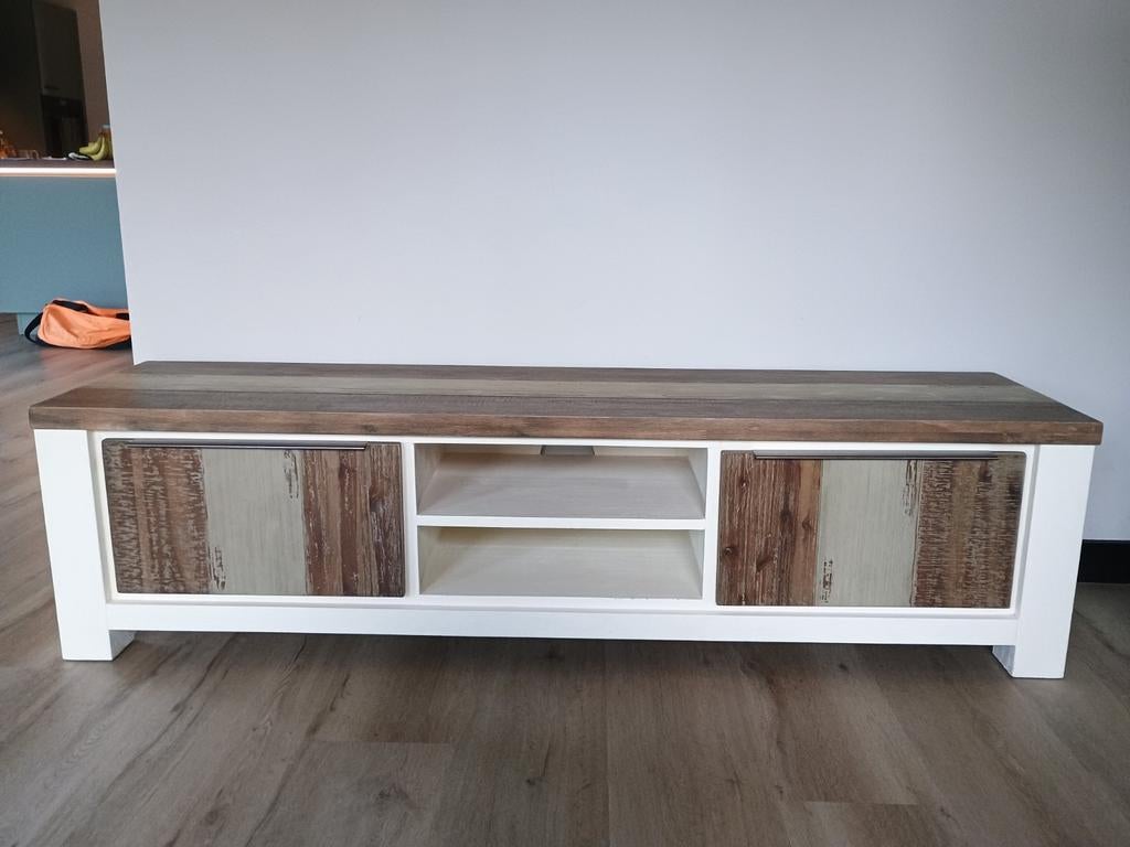 Houten tv meubel 180 cm, Ophalen, Gebruikt, 150 tot 200 cm, Minder dan 100 cm