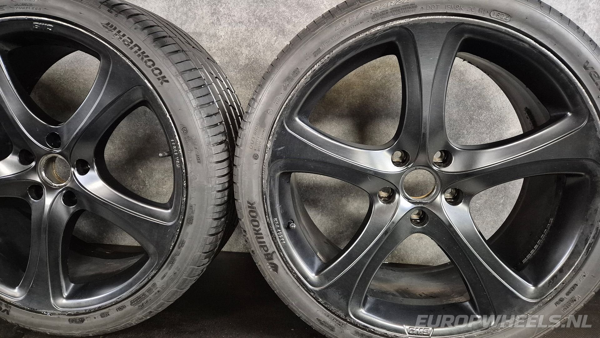 22 inch Porsche velgen Cayenne 92A zomerbanden zwart, Auto-onderdelen, Gebruikt, 295 mm, -, -