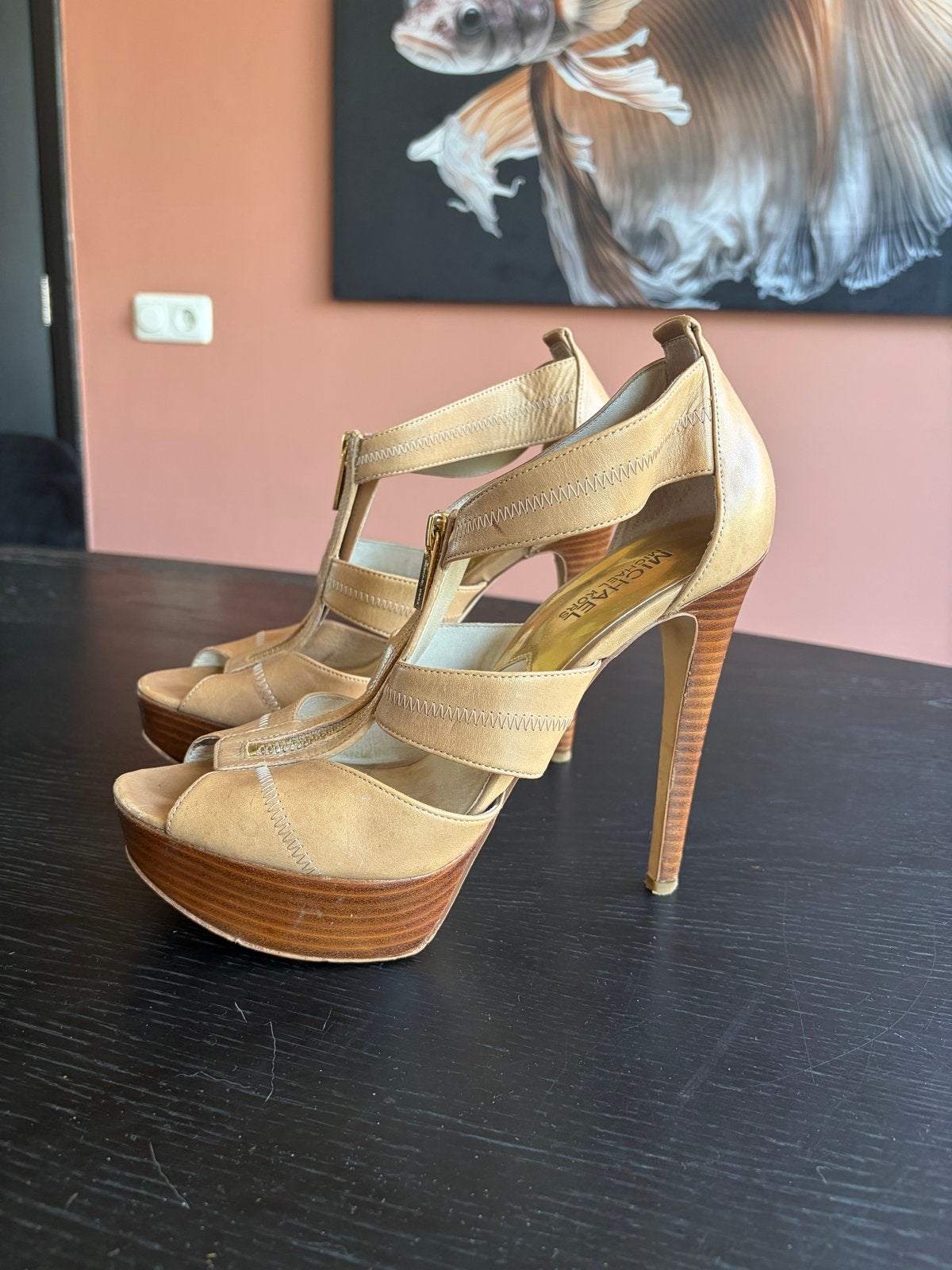 Michael Kors Stiletto Sandalen Pumps Maat 39 Beige, Ophalen of Verzenden, Gedragen, Beige, Pumps