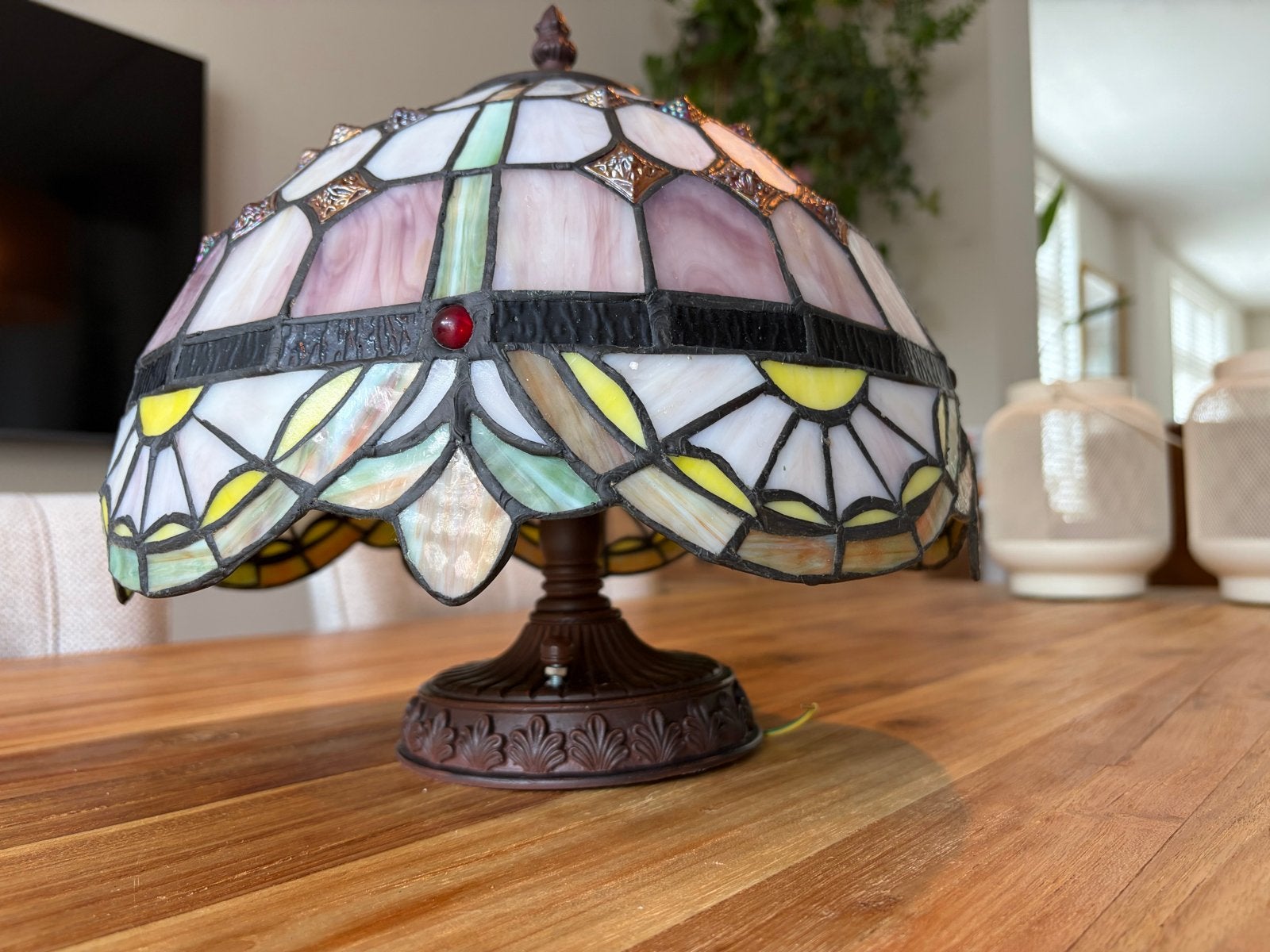 Prachtige Tiffany Plafondlamp - Glas in Lood, Meerkleurig, Met stekker, Art deco, Tiffany lamp