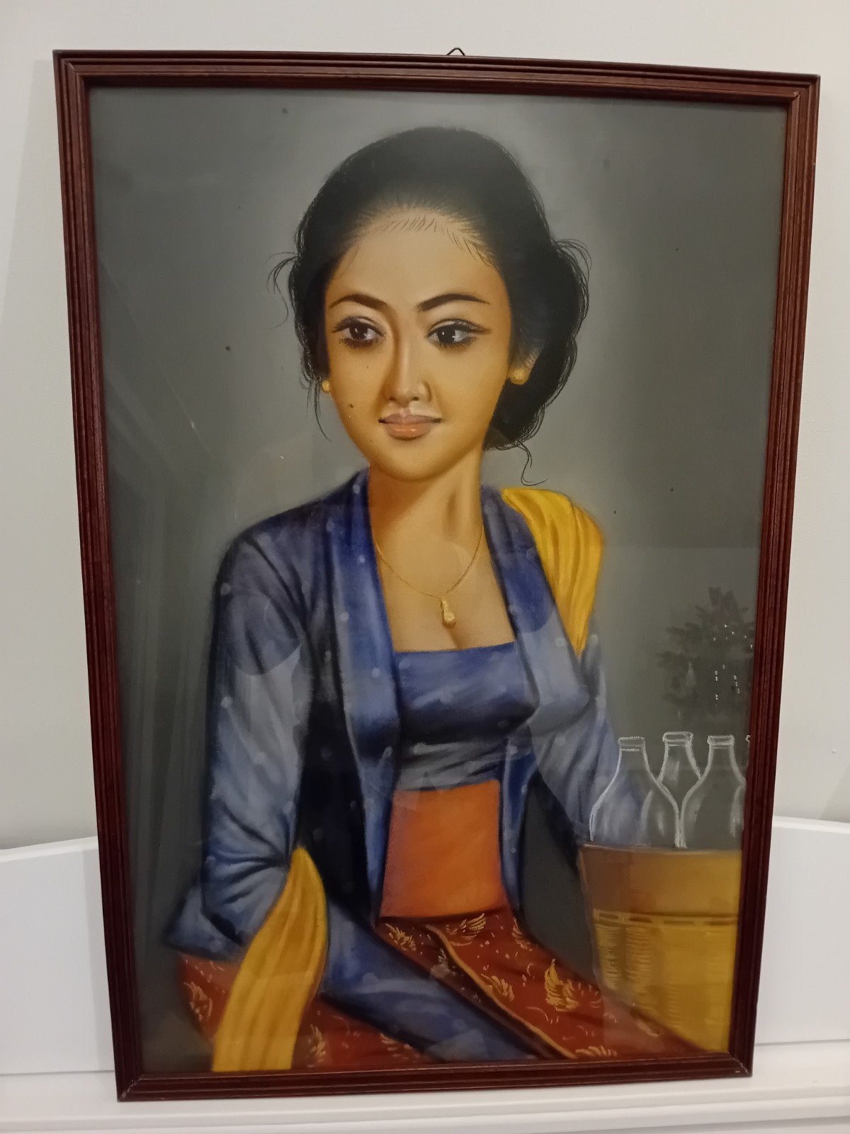 Prachtige krijttekening van een Indonesische vrouw, Antiek en Kunst, Kunst | Schilderijen | Klassiek, Ophalen of Verzenden