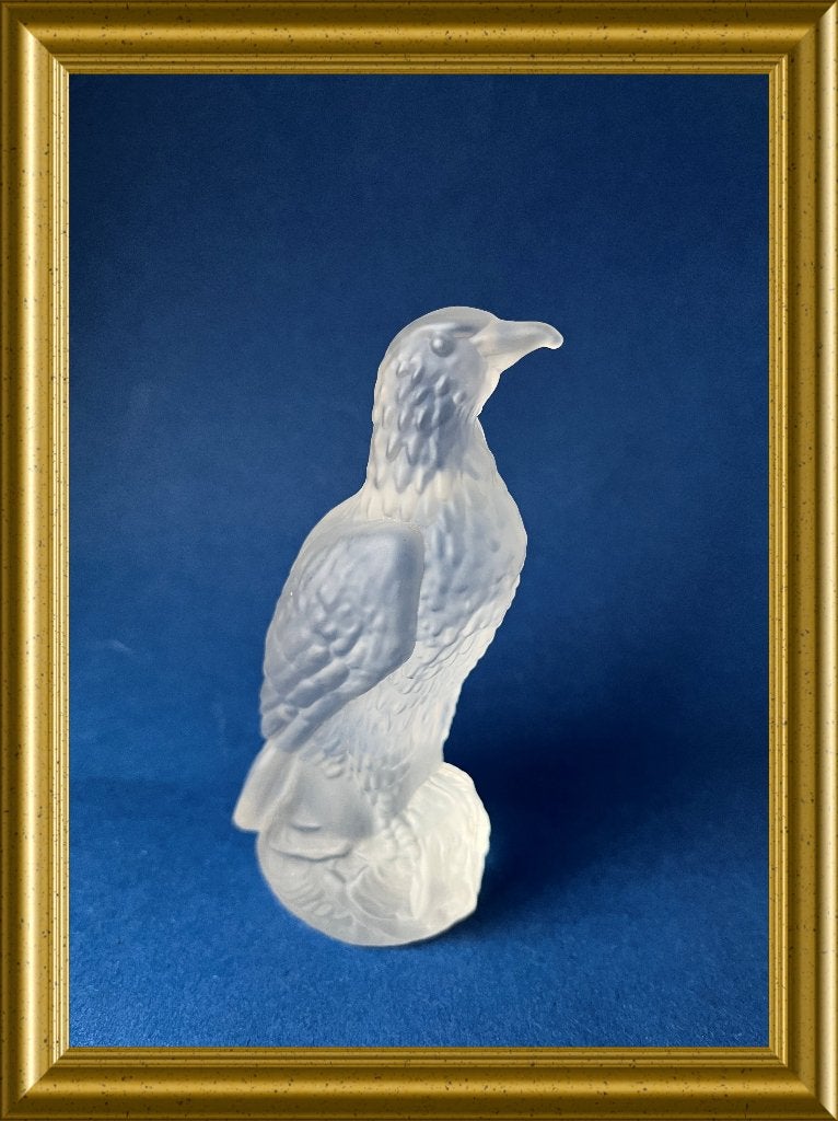 Vintage beeldje vogel, adelaar, matglas/ satijnglas/ frosted, Ophalen of Verzenden