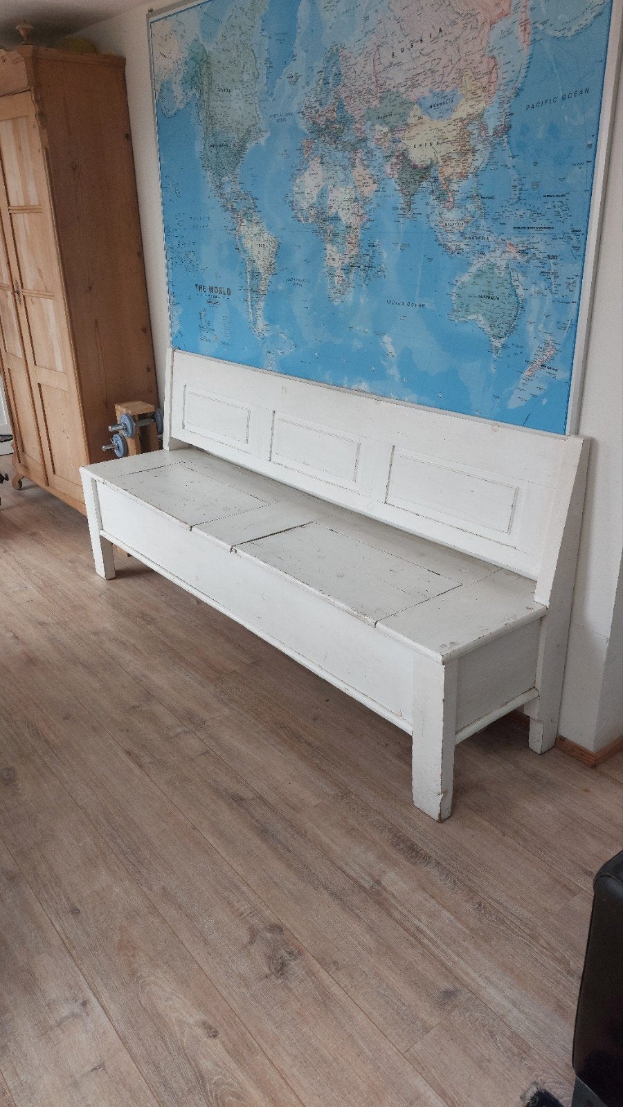 Ondiep houten bankje met bergruimte, Antiek en Kunst, Antiek | Meubels | Stoelen en Banken, Ophalen