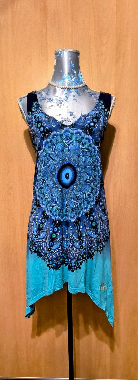 Desigual jurk/tuniek met mandala print en borduursel, Maat 38/40 (M), Blauw, Ophalen of Verzenden, Desigual