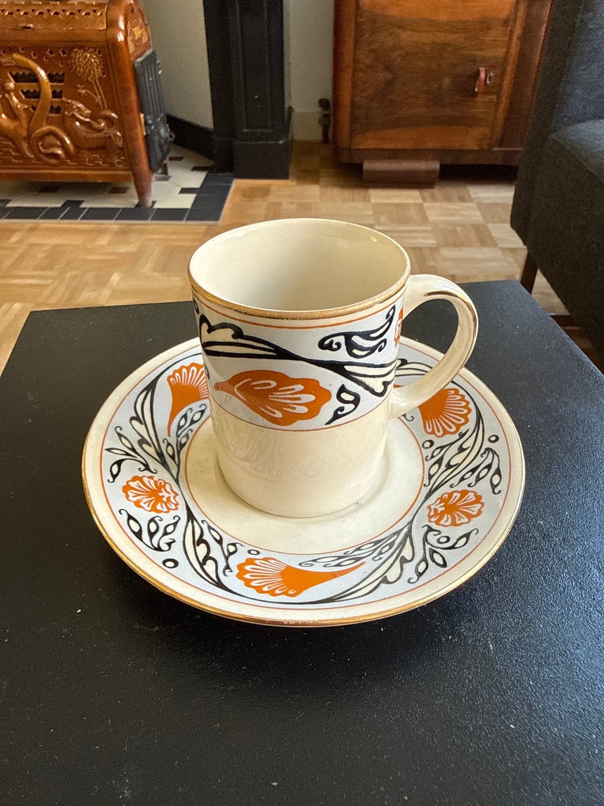Vintage Chodziez Made in Poland Kop en Schotel, Ophalen of Verzenden