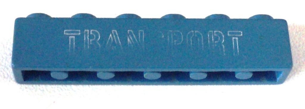 3009pb039 (1) 1x Blue Brick 1 x 6 with White 'TRANSPORT', Kinderen en Baby's, Ophalen of Verzenden, Gebruikt
