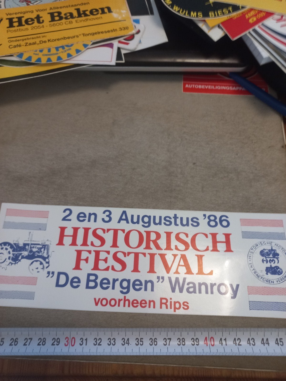 Historisch Festival 'De Bergen' Wanroy Sticker '86, Ophalen of Verzenden