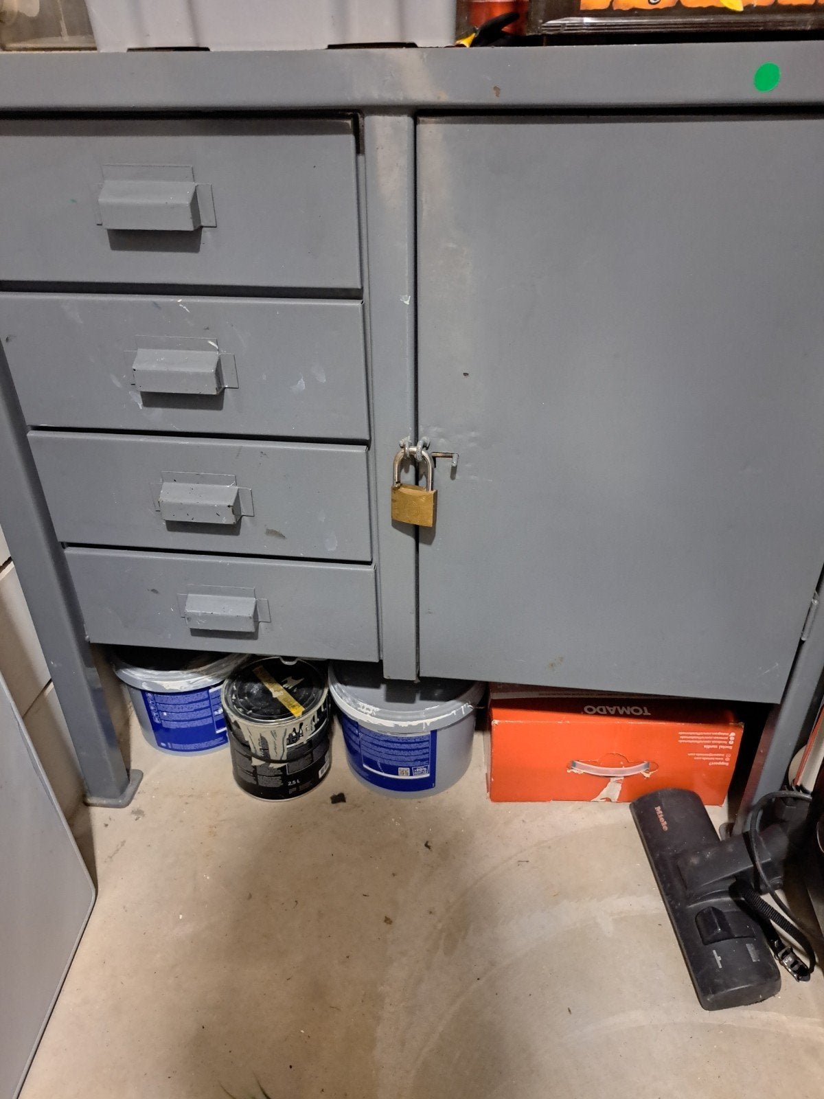 Metalen Werkbank met Lades en Kast - 100x60 cm, Ophalen, Gebruikt