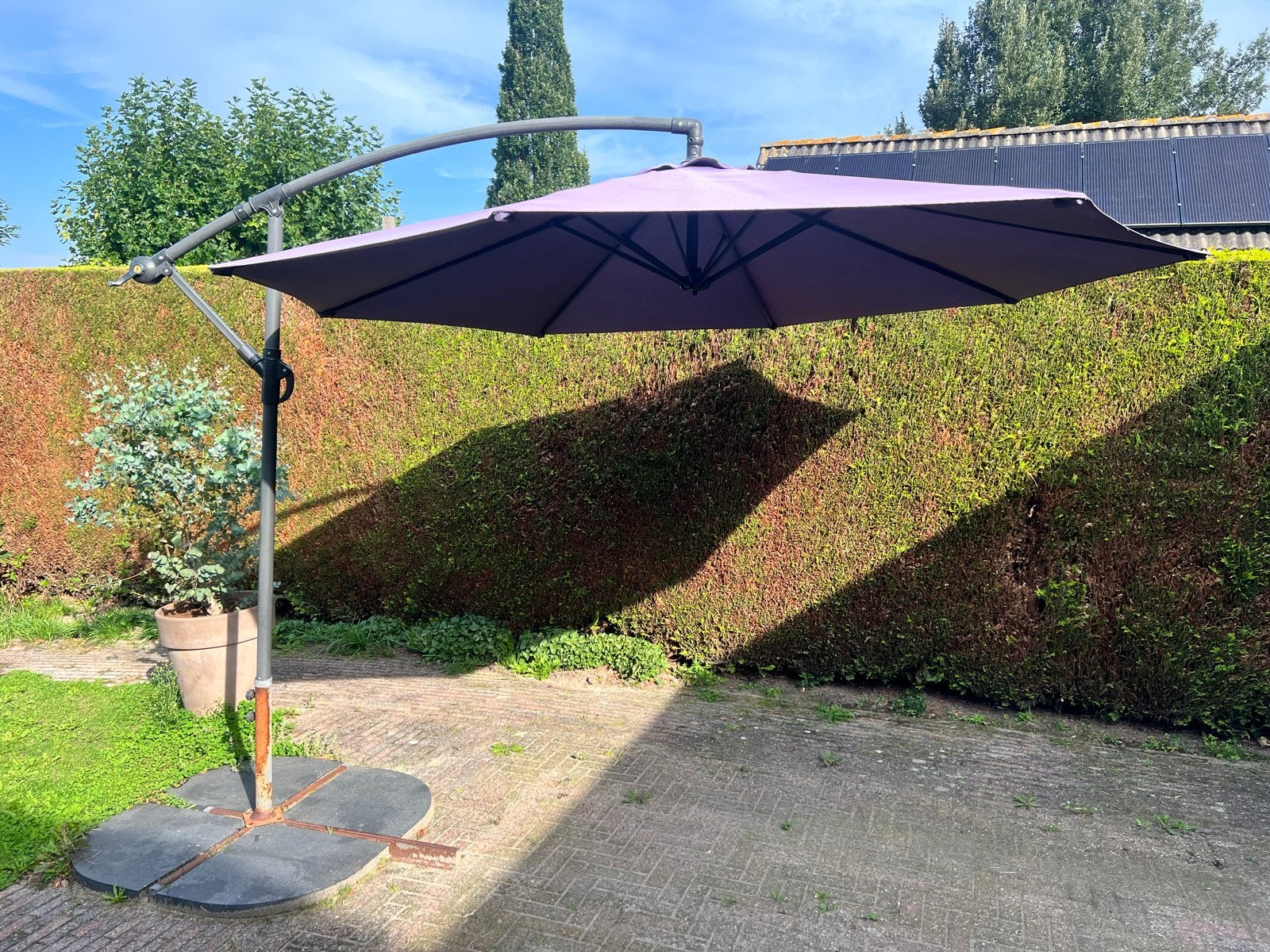 Zweefparasol - Paars/Grijs - Inclusief Voet
